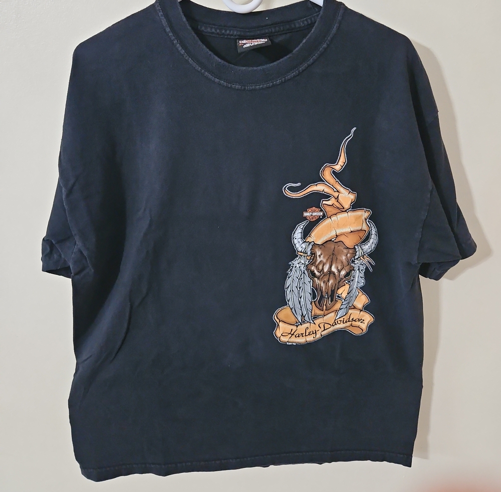 Harley-Davidson Black Short-Sleeve Tee with Tan & Brown Buffalo Graphic